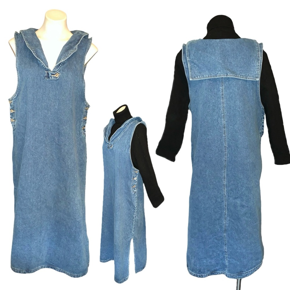 v i n t a g e :: Denim Dress Oversized Sailor Collar